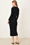 Women's Anthracite U-Neck Long Dress Arm-26K001048 - 3