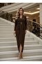 Imported Crepe Fabric Special Design Maxi Dress with Buckle and Shawl Detailing - 3