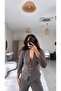 Brown Brioche Knit ZR Model Cardigan Trousers Set