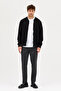 Mirlos Men's Black Honeycomb Knitted Slim Fit Mock Neck Long Zippered Sweatshirt - 4