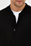 Mirlos Men's Black Honeycomb Knitted Slim Fit Mock Neck Long Zippered Sweatshirt - 2