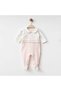 Girl's Jumpsuit Gift Baby Love Mom Patterned Ruffled Cotton Baby Girl Jumpsuit Ecru Pink - 5