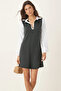 Women Green Shirt Collar Long Sleeve Mini Dress Arm-25K001050