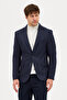 Luduno Men's Navy Blue Thick Mono Collar Slim Fit Casual Blazer Jacket