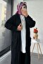 Baklava Pattern Long Knitwear Women's Cardigan – Navy Blue - 3