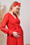 Women Red Baby Shower Chiffon Maternity Dress Dphml003 - 5