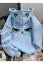 Women/Unisex Funny Angry Face Baby Blue Hoodie