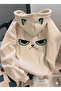 Women/Unisex Funny Angry Face Beige Hoodie