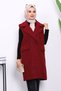 Claret Red Double-Breasted Collar Lined Cashmere Vest