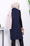 Navy Blue Double-Breasted Collar Lined Cashmere Vest - 4