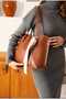 Women's Large Size Scarf Detail Shoulder Bag Tan Color - 2