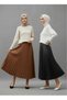 Women's Elastic Waist Double Pleated Skirt - 4