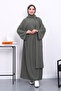 Khaki Crew Neck Scarf Dress - 2