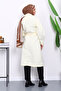 Cream Balloon Sleeve Waist Belted Cashmere Coat - 4