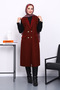 Burgundy Buttoned Long Boucle Vest