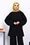Black Crew Neck Side Slit Set - 3
