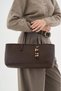 Women's Long Tote Bag Brown Braided