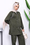 Khaki Zippered Tunic and Modal Pants Set - 3