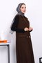 Brown Buttoned Long Boucle Vest - 3