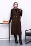 Brown Buttoned Long Boucle Vest