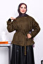Khaki Sleeve Epauletted Lined Suede Jacket
