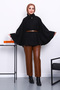 Black Judge Collar Waist Belted Poncho - 2