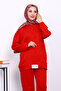 Red Two-Thread Hijab Set with Label on the Front - 3