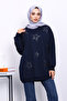 Navy Blue Crew Neck Stone Modal Sweatshirt
