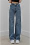 Darius Medium Snow Wash Blue Stretch Fabric Extra High Waist Palazzo Loose Jean Trousers