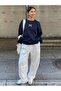 Women's Ribbon Printed Crew Neck Sweatshirt - 8