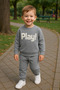 Boy's Winter Tracksuit Set Sweatshirt Bottom Cotton Three Thread Sh Fleece-Lined 2-3-4-5 Years Old Green - 3