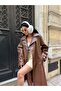 Women's Long Leather Trench Coat - 3