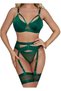 Women Lingerie Sets with Garter Belt 4 Pieces Lace Teddy Babydoll Bodysuit MG06