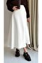 White Women's Scuba Fabric Puff Flared Hijab and Casual Skirt Size:94-95Cm - 2