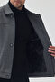 Men's Gray Color Slim Fit Zippered Quilted Cashmere Coat - 3