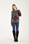 Baklava Pattern Madonna Collar Women's Knitwear Sweater - 3