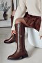 Sailor Flat Bottom Buckle Zipper Riding Boots Women's Shoes Brown - 5