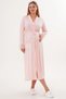 Women's Long Belted Dressing Gown with Pocket and Guipure Detail 65% Cotton 35% Viscose