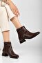 Brown Short Heel Cross Strap Comfortable and Stylish Women's Boots S200 - 3