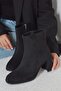 Timeless Blunt Toe Heeled Zippered Women's Boots Bootie Brown Suede