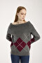 Baklava Pattern Madonna Collar Women's Knitwear Sweater - 4