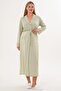 Maternity Gauze Detailed Long Sleeve 3-Piece Pajama Set with Dressing Gown 65% Cotton 35% Viscose - 3