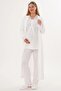 Maternity Gauze Detailed Long Sleeve 3-Piece Pajama Set with Dressing Gown 65% Cotton 35% Viscose