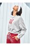 Women's Gray W Baseball Printed Crop Crew Neck Sweatshirt - 3