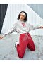 Women's Gray W Baseball Printed Crop Crew Neck Sweatshirt - 5