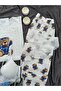 Women's Patterned Berlin Ribbed Knit Pajama Set with Underwear - 4