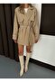 Women's Suede Look Trench Coat Belted Mid-Length New Season Outerwear - 3