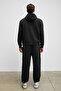 Marshallhoodie Men's Cotton Fleece Lined Embroidered Relaxed Black Tracksuit Set - 8