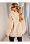 Unisex Oversized Crew Neck Beige Sweatshirt -Hoodie - 2