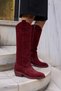 Castro Women's Burgundy Genuine Leather Suede Western Boots